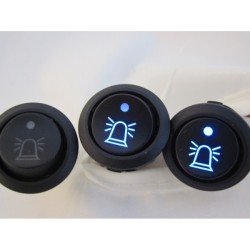 Comutator rotund Pornit/Oprit 12V cu dubla iluminare - Indicator Lampa laterala stanga LED si indicator functionare 